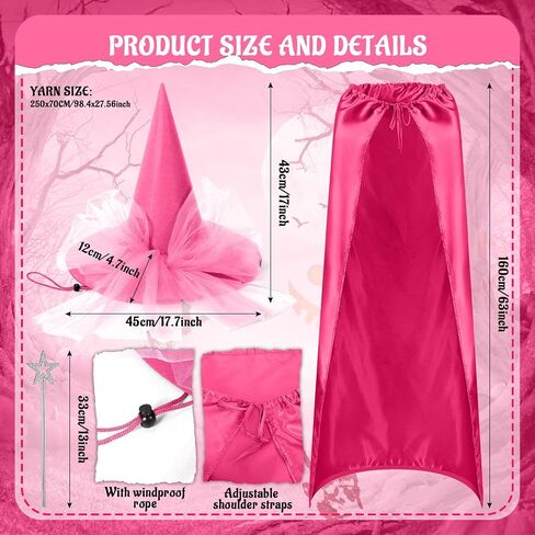 5 Pcs Halloween Witch Costume for Women Witch Hat Cape Tutu Dress with Magic Wand and Gloves Cosplay Outfits in Saudi Arabia