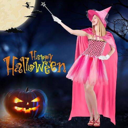 5 Pcs Halloween Witch Costume for Women Witch Hat Cape Tutu Dress with Magic Wand and Gloves Cosplay Outfits in Saudi Arabia