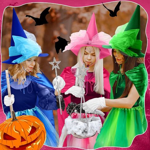 5 Pcs Halloween Witch Costume for Women Witch Hat Cape Tutu Dress with Magic Wand and Gloves Cosplay Outfits in Saudi Arabia