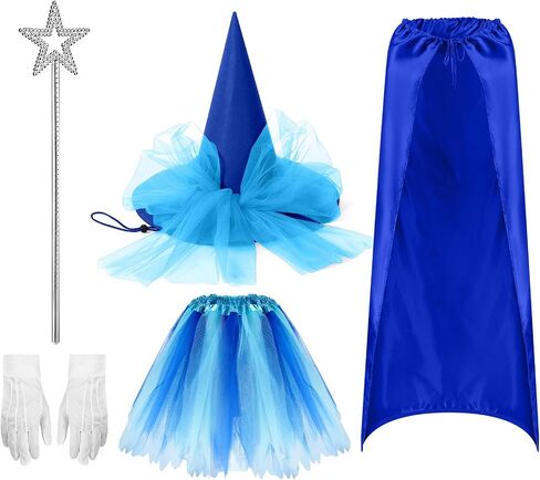 5 Pcs Halloween Witch Costume for Women Witch Hat Cape Tutu Dress with Magic Wand and Gloves Cosplay Outfits in Saudi Arabia