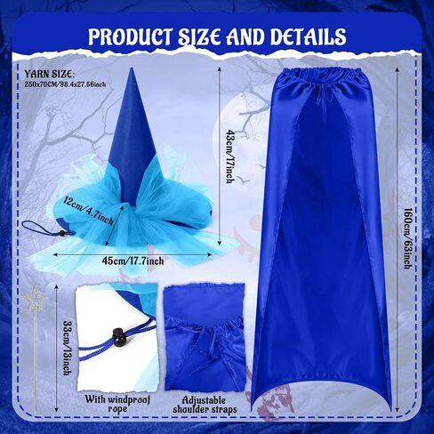 5 Pcs Halloween Witch Costume for Women Witch Hat Cape Tutu Dress with Magic Wand and Gloves Cosplay Outfits in Saudi Arabia