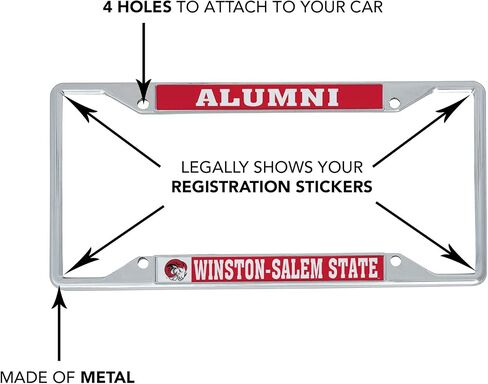 Desert Cactus Winston-Salem State University License Plate Frame WSSU Rams HBCU Metal Car Tag Holder for Front or Back of Car Officially Licensed (Alumni) in Saudi Arabia