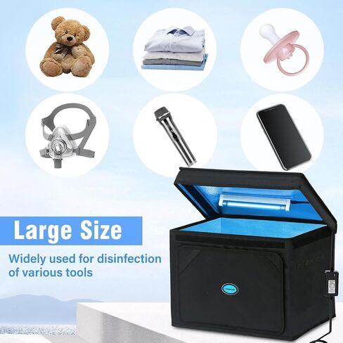 Large UVC Sanitizer Box with Ozone, Foldable Cleaner Bag with Timer, 36L/9.5gal UV Light Bulb Black Tote for Shoes, Cell Phone,Key in Saudi Arabia
