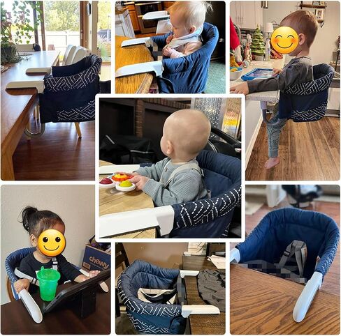 MTWML Hook On High Chair, Collapsible Portable Table Seat with Carry Bag | Fits 0.8"-3.3" tables, removable washable liner, quick clip-on, for babies 6-36 mos up to 37lbs, compact for travel in Saudi Arabia