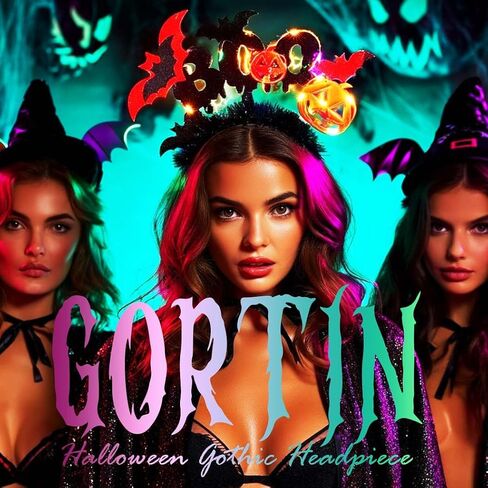 GORTIN Light up Halloween Headband Black Led Bats Headpiece Pumpkin Cosplay Costume Hair Accessories for Women in Saudi Arabia
