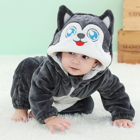 Unisex Baby Flannel Romper Animal Onesie Costume Hooded Cartoon Outfit Suit in Saudi Arabia