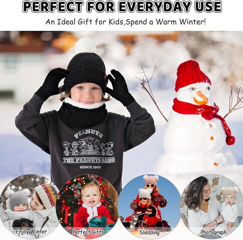 Toddler Kids Winter Hats Gloves Scarfs Beanie Mittens Neck Warmer for 0 6 12 Months 1 2 3 4-8 Year Old Baby Girls Boys Gifts in Kuwait
