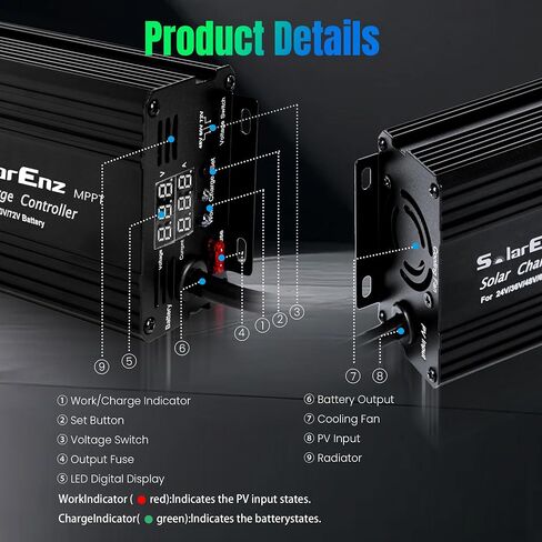 12A Boost MPPT Solar Charge Controller منظم الألواح الشمسية لـ 24V / 36V / 48V / 60V / 72V الرصاص الحمضي، LiFePO4، الجل، البطاريات المغمورة وغيرها في عربة الجولف، الدراجة الإلكترونية، سيارة النادي، سكوتر والنظام الشمسي in Kuwait