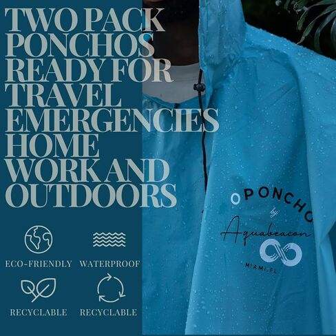 Oponcho 2 Pack Durable Reusable Rain Ponchos Waterproof Lightweight Unisex for Hiking Camping Emergency Events in Saudi Arabia