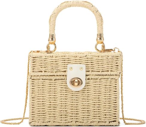 Handwoven Straw Basket Bag for Women Small Rattan Square Tote Wicker Straw Crossbody Bag in Saudi Arabia
