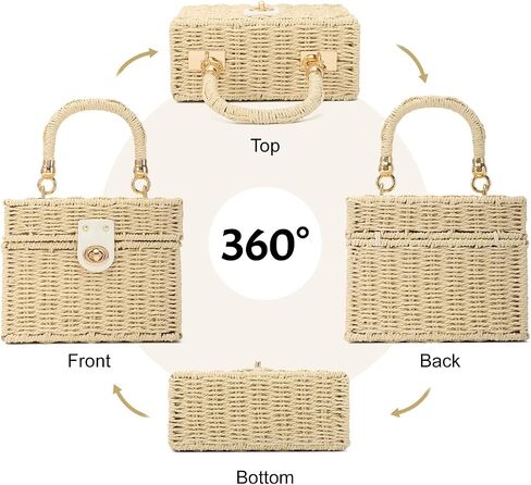 Handwoven Straw Basket Bag for Women Small Rattan Square Tote Wicker Straw Crossbody Bag in Saudi Arabia