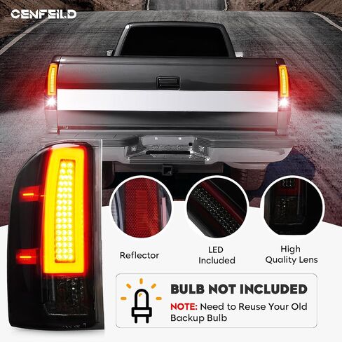 مجموعة مصابيح الذيل [مجموعة LED] مناسبة لسيارة Chevy Silverado 1500 2500HD 3500HD 07-14، لسيارة GMC Sierra 3500HD 08-14، لسيارة Sierra Denali 3500 11-14 مع عجلة خلفية مزدوجة فقط، مصابيح خلفية خلفية، عدسات مدخنة in Saudi Arabia