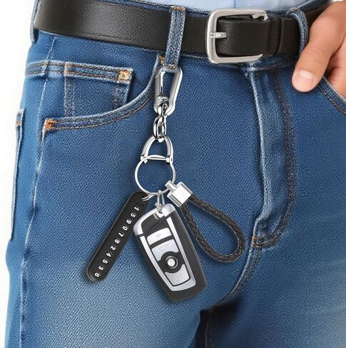 Anti-Lost Car Keychain with Phone Number Tag Stylish Braided Key Holder for Easy Key Retrieval and Organization in Saudi Arabia