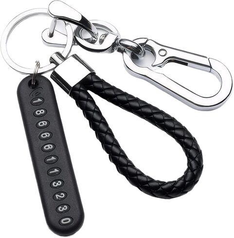 Anti-Lost Car Keychain with Phone Number Tag Stylish Braided Key Holder for Easy Key Retrieval and Organization in Saudi Arabia