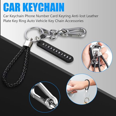Anti-Lost Car Keychain with Phone Number Tag Stylish Braided Key Holder for Easy Key Retrieval and Organization in Saudi Arabia