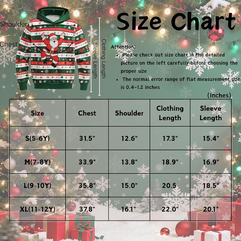 yolsun Kids Novelty Christmas Sweater Hoodie,Boys/Girls Ugly Christmas Sweatshirt, Chrismas Costume in Kuwait