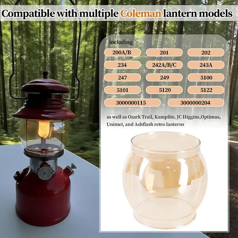 10 عبوات الفوانيس والاستبدال Glass Globe ، متوافق مع أجزاء Coleman Lantern و Ozark Trail ، يناسب R690B051 وغيرها in Kuwait