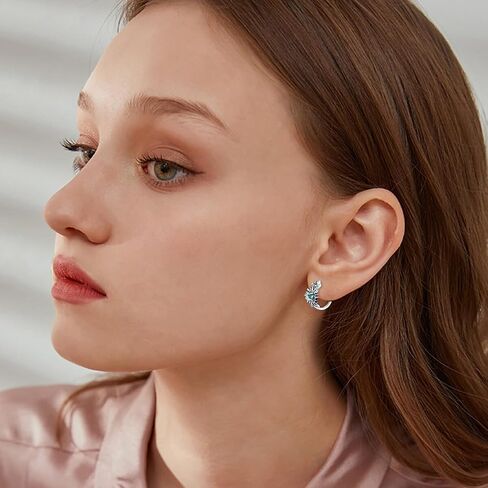 Vintage Daisy/Rose/Butterfly with Natural Moss Agate Hoop Earrings 925 Sterling Silver Retro Moss Agate Hoop Earrings for Women Gifts in Saudi Arabia