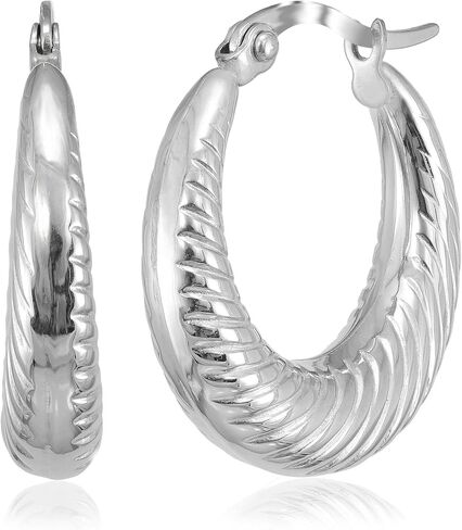 Stainless Steel 3/4" Inch Grad. Shrimp Hoop Earring in Saudi Arabia