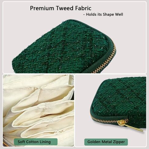 Small Travel Jewelry Pouch - Durable Tweed Mini Jewelry Storage Case, Chic Home Organizer for Rings, Earrings, Necklaces, Watches, Bracelets, Bangles, Women Girls Mom Gift(Vintage Hepburn) in Saudi Arabia