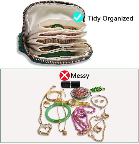 Small Travel Jewelry Pouch - Durable Tweed Mini Jewelry Storage Case, Chic Home Organizer for Rings, Earrings, Necklaces, Watches, Bracelets, Bangles, Women Girls Mom Gift(Vintage Hepburn) in Saudi Arabia