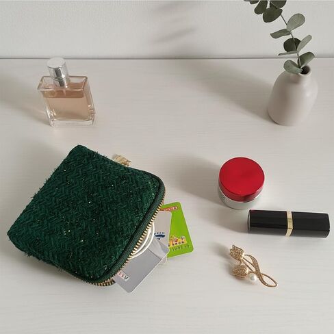 Small Travel Jewelry Pouch - Durable Tweed Mini Jewelry Storage Case, Chic Home Organizer for Rings, Earrings, Necklaces, Watches, Bracelets, Bangles, Women Girls Mom Gift(Vintage Hepburn) in Saudi Arabia