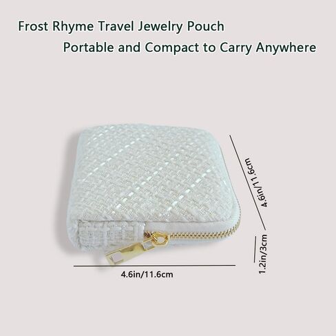 Small Travel Jewelry Pouch - Durable Tweed Mini Jewelry Storage Case, Chic Home Organizer for Rings, Earrings, Necklaces, Watches, Bracelets, Bangles, Women Girls Mom Gift(Vintage Hepburn) in Saudi Arabia