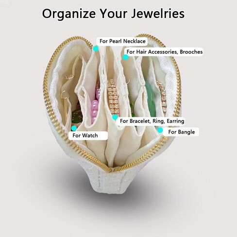 Small Travel Jewelry Pouch - Durable Tweed Mini Jewelry Storage Case, Chic Home Organizer for Rings, Earrings, Necklaces, Watches, Bracelets, Bangles, Women Girls Mom Gift(Vintage Hepburn) in Saudi Arabia