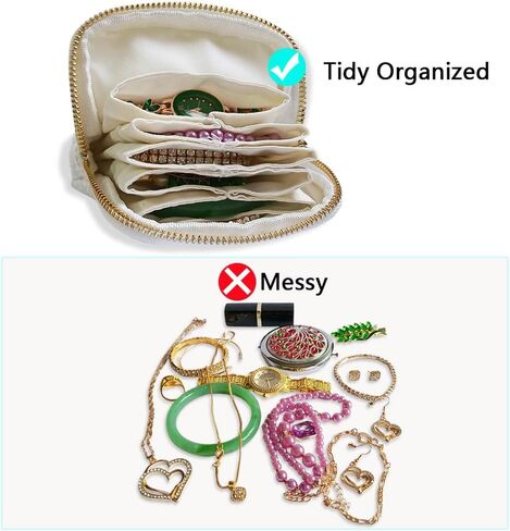 Small Travel Jewelry Pouch - Durable Tweed Mini Jewelry Storage Case, Chic Home Organizer for Rings, Earrings, Necklaces, Watches, Bracelets, Bangles, Women Girls Mom Gift(Vintage Hepburn) in Saudi Arabia