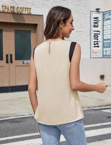 Blooming Jelly Womens Summer Tank Tops Color Block Business Casual Outfits Satin Silk Sleeveless Shirts 2025 in Saudi Arabia