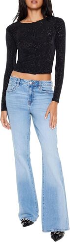 Forever 21 Womens Glitter Knit Button-up Crop Top in Saudi Arabia