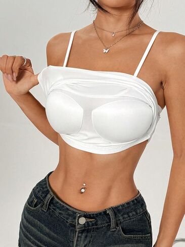 SOLY HUX Women's Crop Camisole 2 Packs Spaghetti Strap Tank Tops with Built in Bras Undershirts in Saudi Arabia