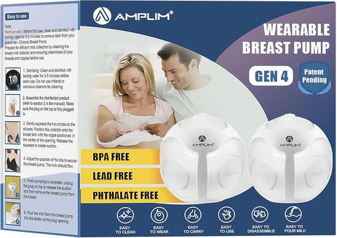 مضخة الثدي الشفط اليدوي القابلة للارتداء ، جامع حليب الأم | جامع حليب الأم من حليب الأم للتمريض ، الأم حديثي الولادة ، الرضع | BPA ، الرصاص ، فثالات حرة | 4 أوقية (بيج) in Kuwait