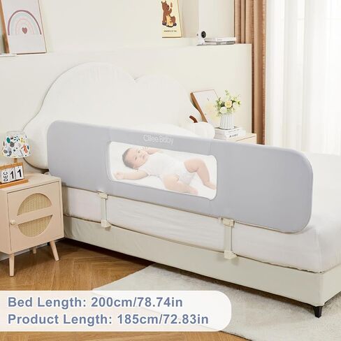 Ciilee Baby Bed Rail for Toddlers Foldable Kids Bed Rails Guard for Queen Bed Adjustable Children Side Railing for Twin Beds Portable Bedrail Safety Barandas para Camas de Niños（Grey,72.83 in in Saudi Arabia