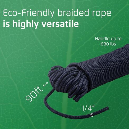 ECO-Friendly Braided Rope Hank 90 Foot Nautical Blue Marine Ø 1/4" (6mm) in Saudi Arabia
