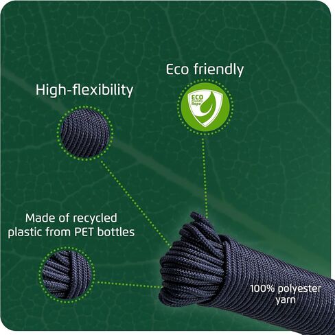 ECO-Friendly Braided Rope Hank 90 Foot Nautical Blue Marine Ø 1/4" (6mm) in Saudi Arabia