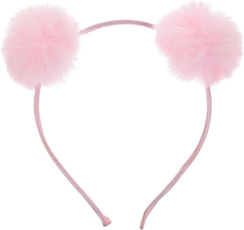 LOGOFUN Pompom Ball Headband Fluffy Ball Hairhoop أفخم آذان القط عصابات الشعر للنساء الفتيات عيد الميلاد عيد الميلاد تأثيري حزب زي الملحقات - الوردي 6.6X5.1X2.3in in Kuwait