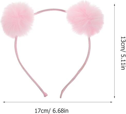 LOGOFUN Pompom Ball Headband Fluffy Ball Hairhoop أفخم آذان القط عصابات الشعر للنساء الفتيات عيد الميلاد عيد الميلاد تأثيري حزب زي الملحقات - الوردي 6.6X5.1X2.3in in Kuwait