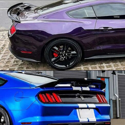 جناح خلفي من NINTE Mustang لـ 2015-2023 Ford Mustang 2 Door Coupe ABS Trunk Spoiler Wing GT350 GT500 Style W/Smoke Gurney Flap Wicker Bill Coupe Wing Mustang Spoiler (أسود لامع) in Kuwait