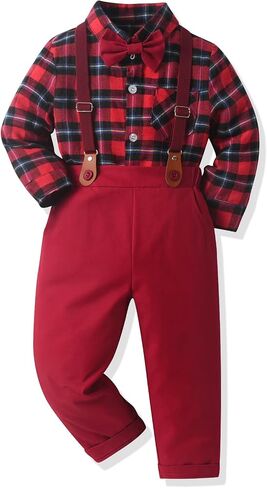 Baby Boy Wedding Dress Suits Formal Baby Boy Outfits Gentleman Clothes Toddler Boys Suit Shirt,Pants,Bow Tie in Saudi Arabia