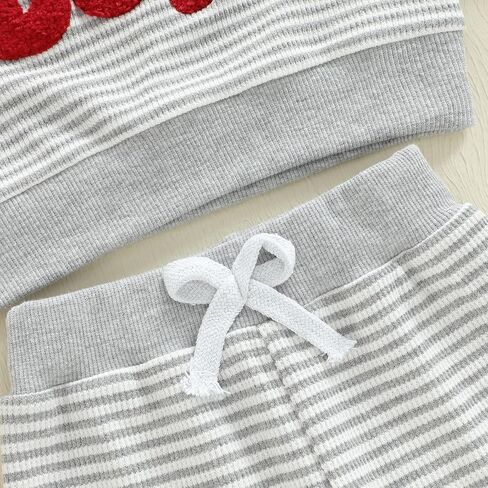 Toddler Baby Boy Valentines Day Outfit Love Embroidery Waffle Knit Sweatshirt Pants Set Cute Spring Fall Clothes in Kuwait