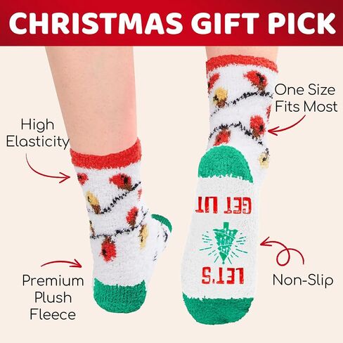 HAPPYPOP Christmas Gift Ideas Socks for Girls - Elf Light Up Socks for 4-9 Years Old Kid Boys, Stocking Stuffers in Saudi Arabia