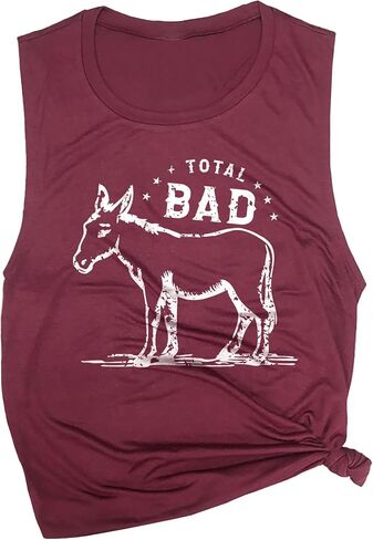 Total Bad Donkey Women's Workout Muscle Tee - Sleeveless Active Wear, Funny Shirt, Yoga Gym Top, Comfortable Workout Tank Top in Saudi Arabia