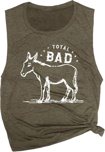 Total Bad Donkey Women's Workout Muscle Tee - Sleeveless Active Wear, Funny Shirt, Yoga Gym Top, Comfortable Workout Tank Top in Saudi Arabia