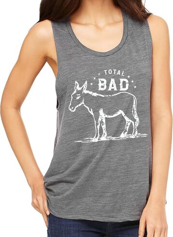 Total Bad Donkey Women's Workout Muscle Tee - Sleeveless Active Wear, Funny Shirt, Yoga Gym Top, Comfortable Workout Tank Top in Saudi Arabia