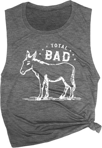 Total Bad Donkey Women's Workout Muscle Tee - Sleeveless Active Wear, Funny Shirt, Yoga Gym Top, Comfortable Workout Tank Top in Saudi Arabia