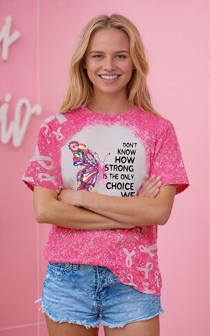 Breast Cancer Shirts for Women Pink Ribbon Boxing Gloves Graphic Tops Breast Cancer Awareness Tshirts Fighter Tees in Saudi Arabia