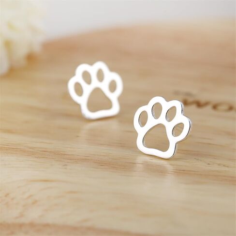 WCRAZYE 4 Pairs Paw Stud Earrings for Women Cute Stainless Steel Cat Dog Puppy Paw Pet Paw Footprint Earring Statement Cocktail Party Holiday Vacation Prints Hypoallergenic Jewelry Gift Cat Dog Lovers in Saudi Arabia