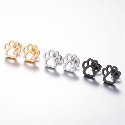 WCRAZYE 4 Pairs Paw Stud Earrings for Women Cute Stainless Steel Cat Dog Puppy Paw Pet Paw Footprint Earring Statement Cocktail Party Holiday Vacation Prints Hypoallergenic Jewelry Gift Cat Dog Lovers in Saudi Arabia