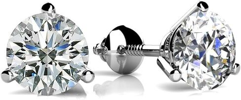 1.00 Ct Round Cut Cubic Zirconia Martini Setting Stud Earrings in Screw Back in Saudi Arabia